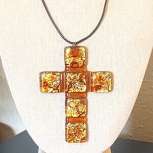Murano Cross -- Signed Vetro Artistico With Artist's Signature Vetreria Accaeffe